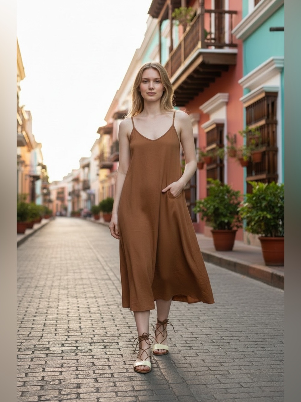 Boden Patent Lace-Up Sandals in Cream and Rose Gold - Picture 4 of 10